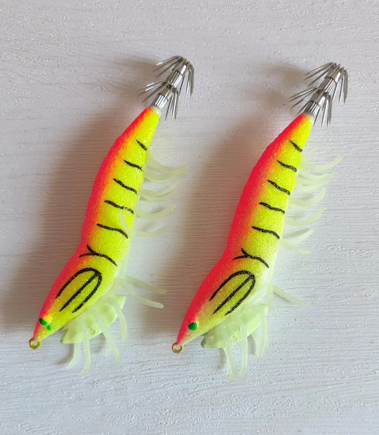 2 x Shrimp Fishing Lures Luminous Leg Squid Jigs 3.5 pink