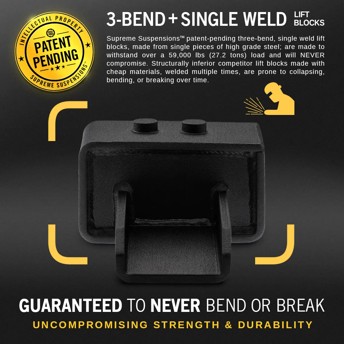 2004-2021 Ford F150 US Patent Pending Rear Lift Blocks with Built-In Bump Stop Landing Plates 2WD