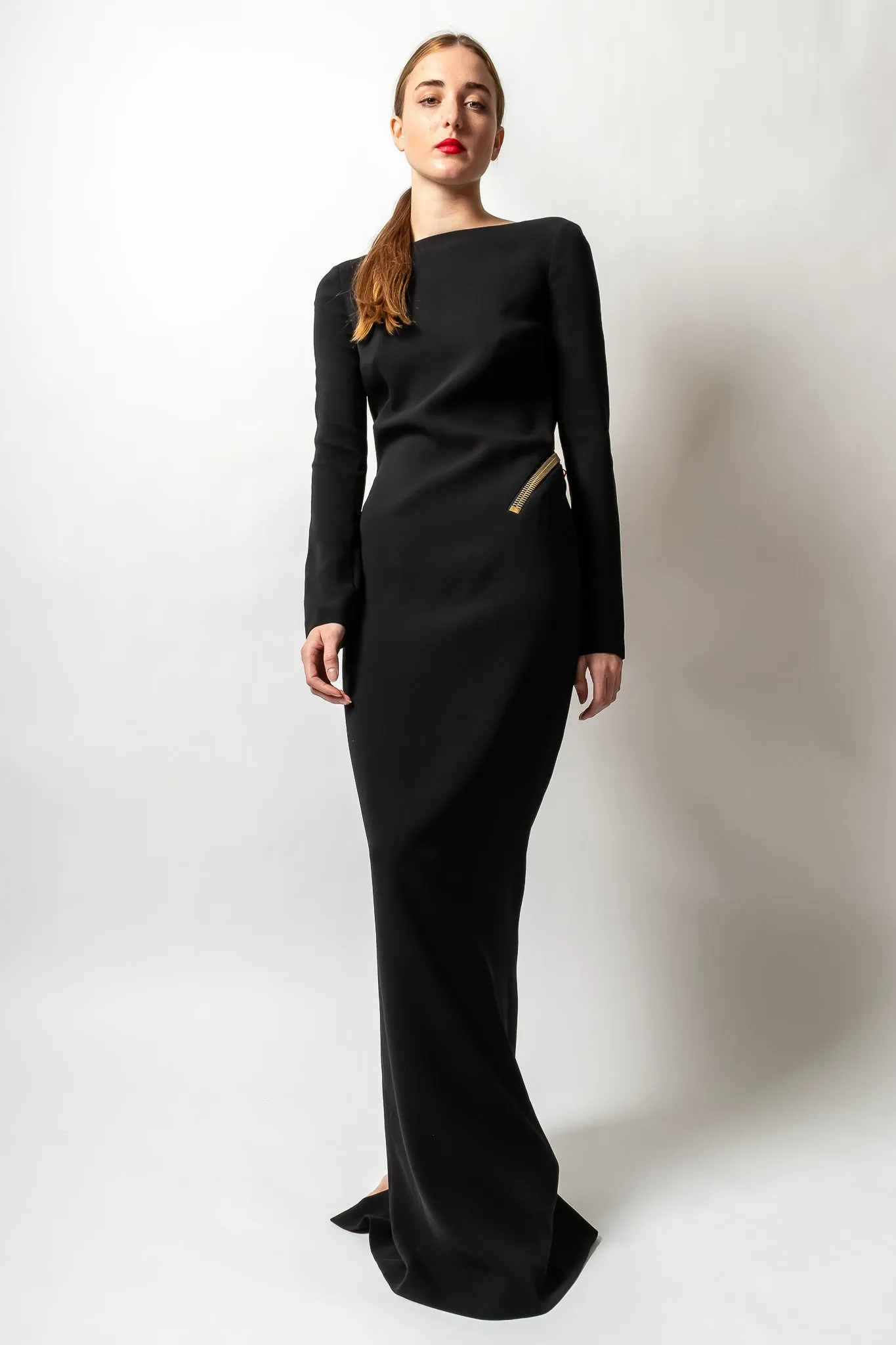 2012 A/W Plunge Back Zipper Gown