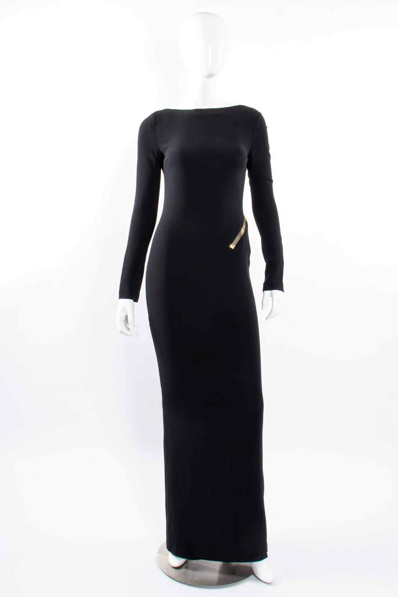 2012 A/W Plunge Back Zipper Gown