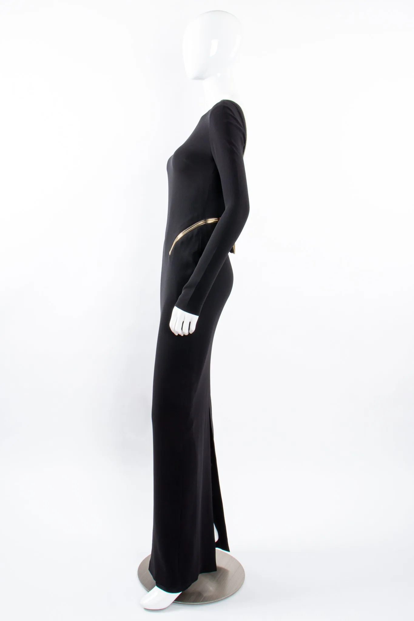 2012 A/W Plunge Back Zipper Gown
