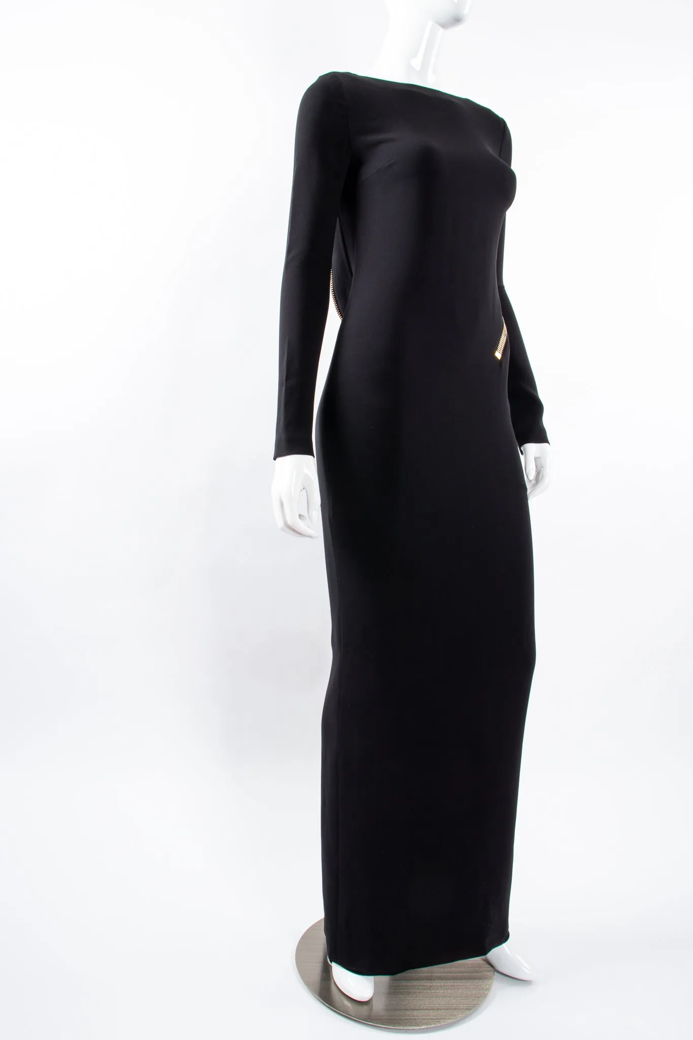 2012 A/W Plunge Back Zipper Gown