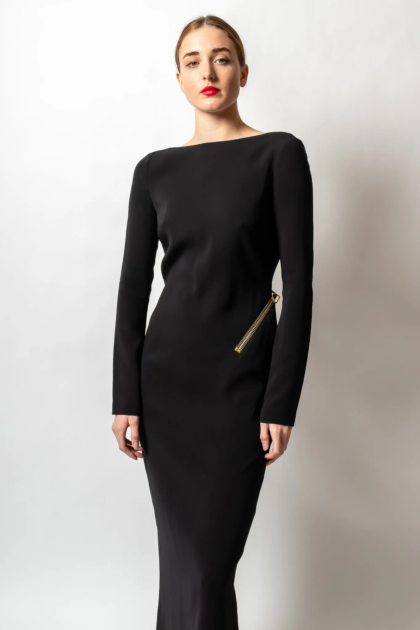 2012 A/W Plunge Back Zipper Gown