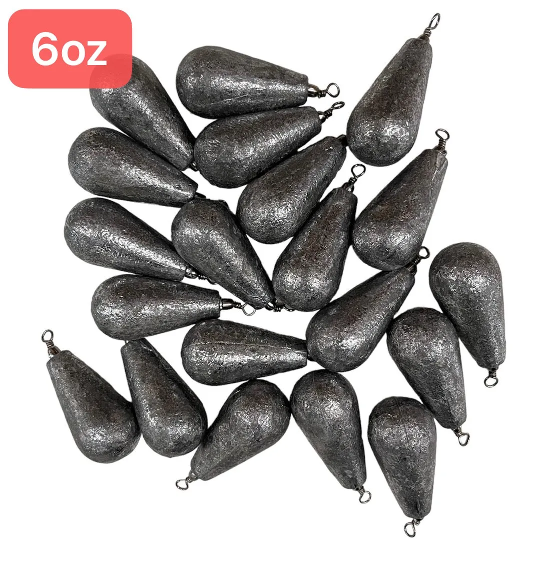 20pcs 4oz/ 5oz/ 6oz  Pear Bomb Sinkers Value Pack Fishing Tackle