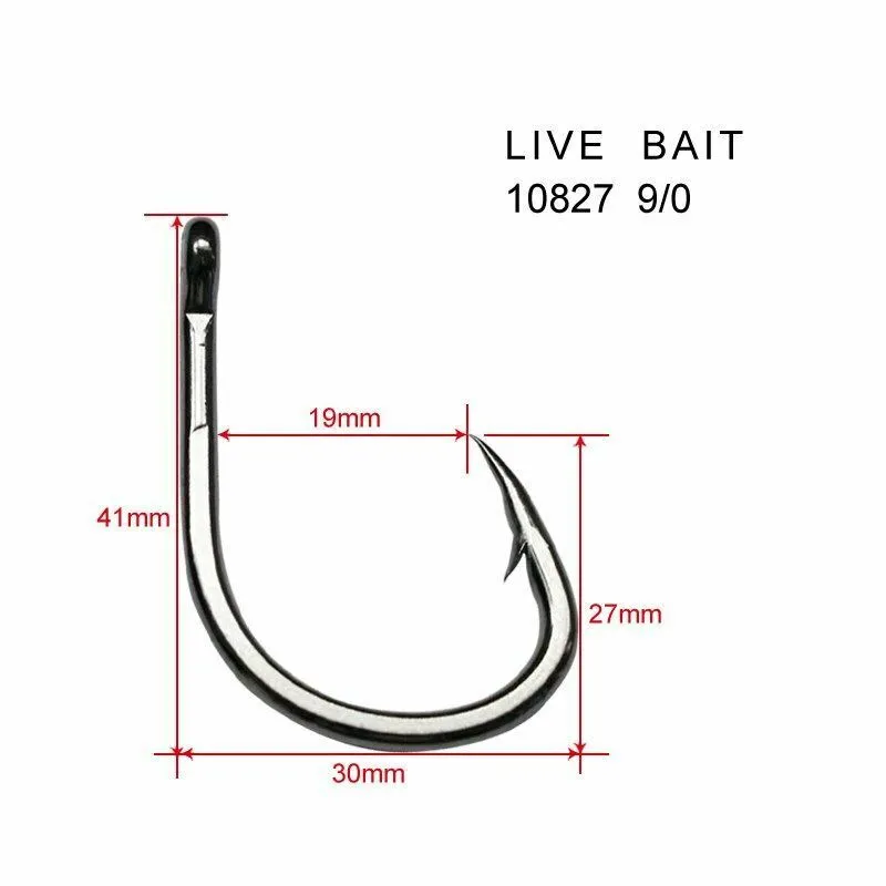 20Pcs Chemically Sharpened 4X Strong Live Bait Hooks Size 9/0 Fishing Tackle