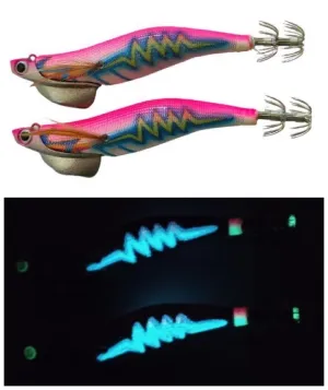 2pcs Squid Jigs Shrimp jig Luminous body Glow in Dark 3.0, 3.5 PINK