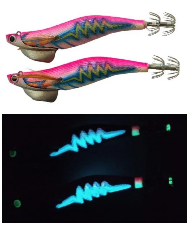 2pcs Squid Jigs Shrimp jig Luminous body Glow in Dark 3.0, 3.5 PINK