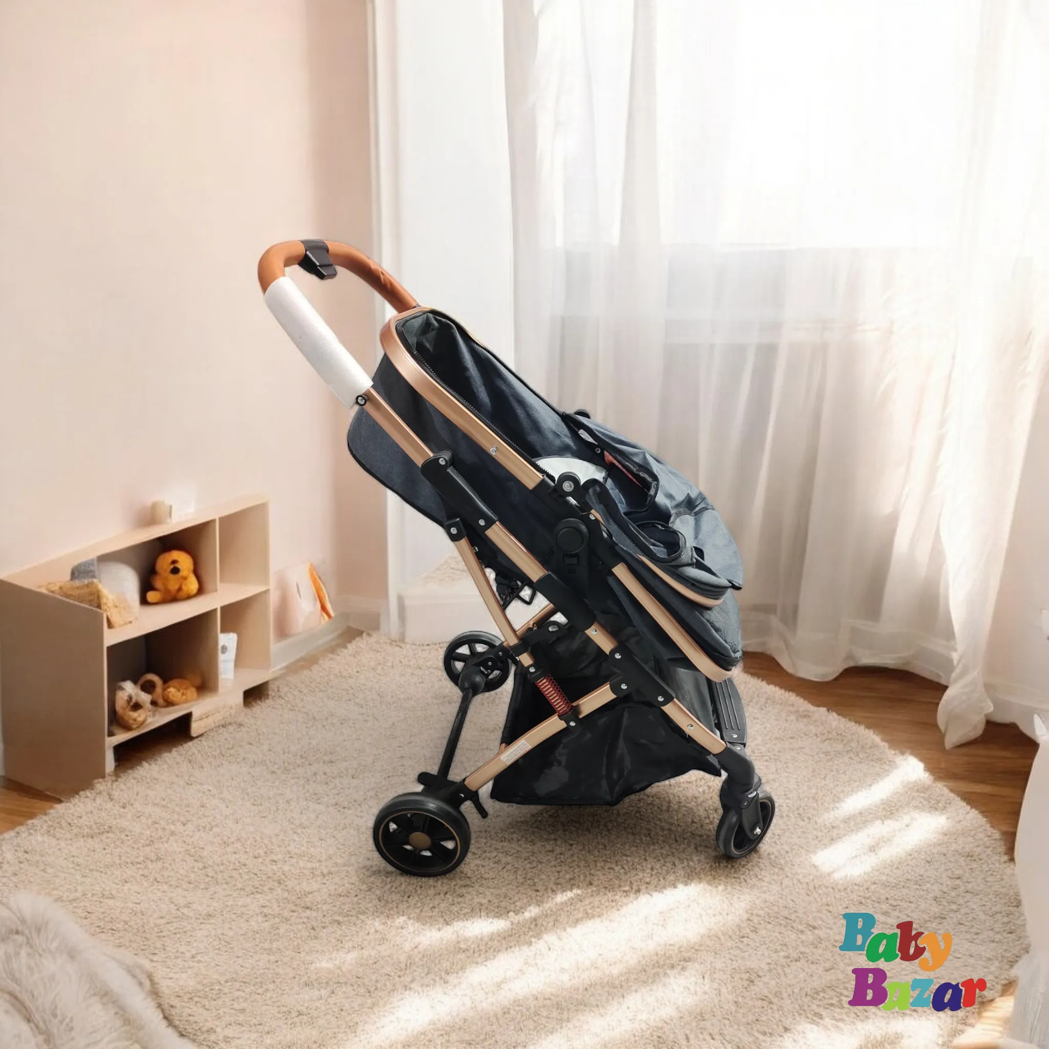 3-in-1 Multi-Functional Baby Stroller with Reversible Handle, Adjustable Recline, and Large Storage Basket