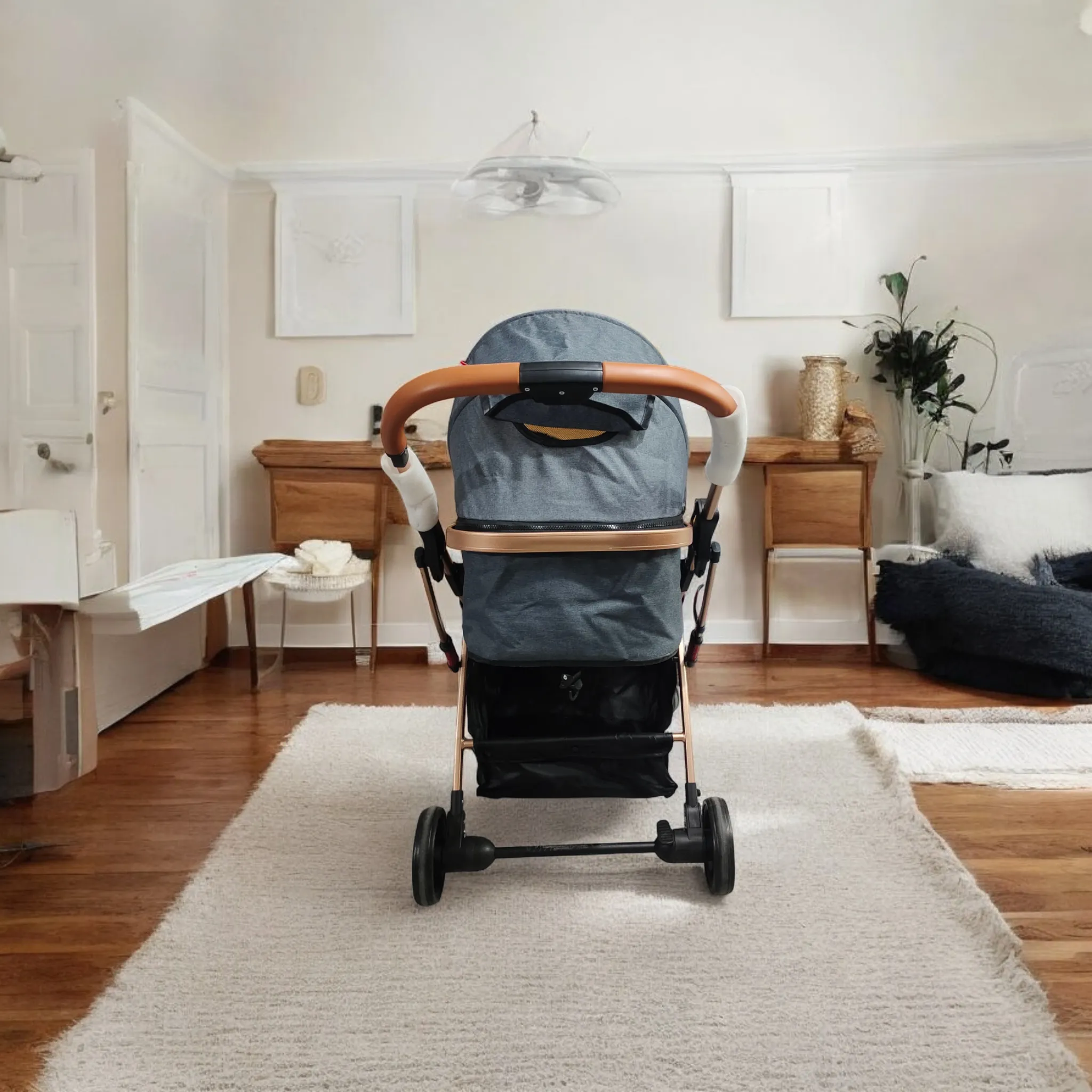 3-in-1 Multi-Functional Baby Stroller with Reversible Handle, Adjustable Recline, and Large Storage Basket