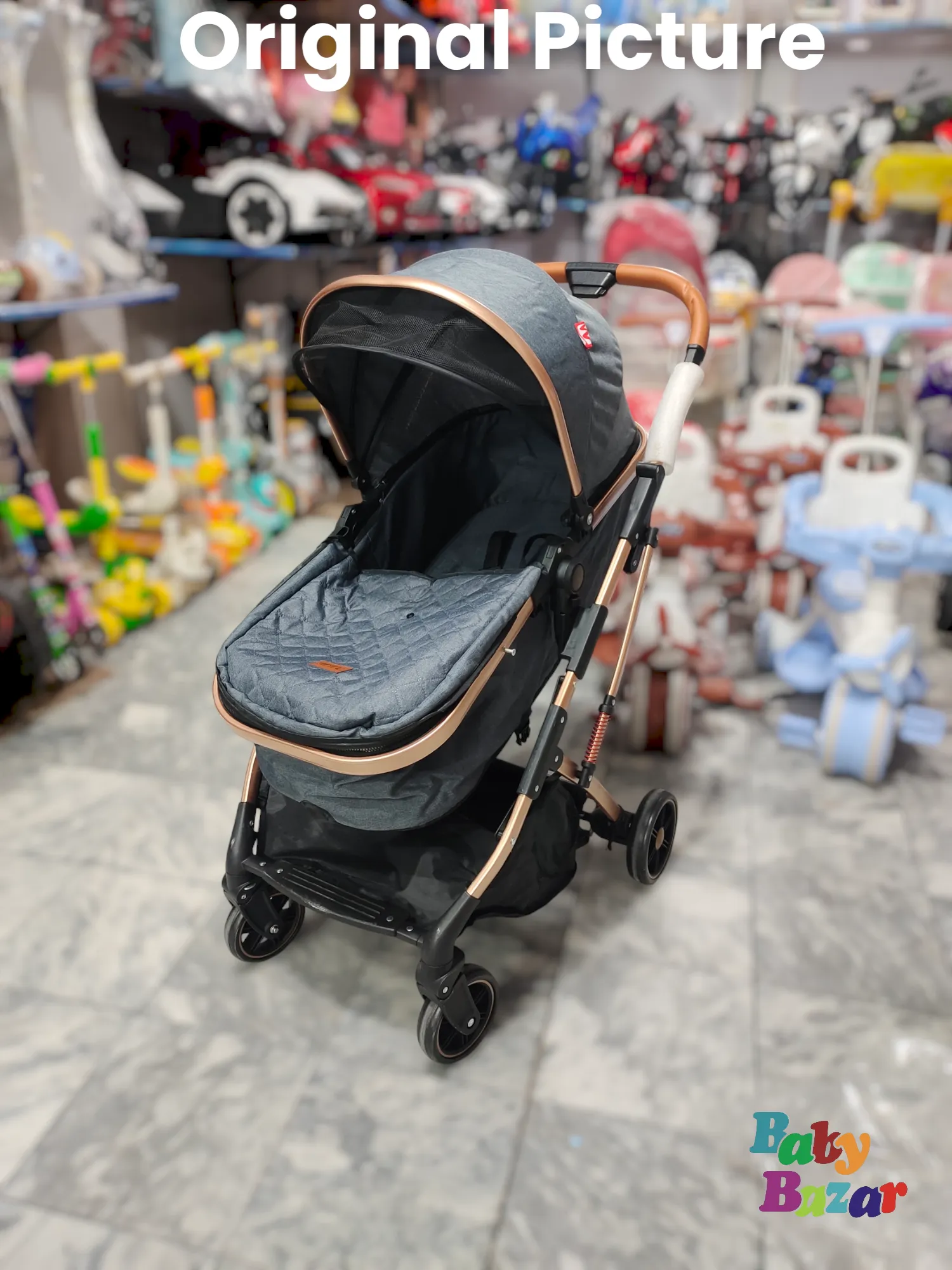 3-in-1 Multi-Functional Baby Stroller with Reversible Handle, Adjustable Recline, and Large Storage Basket
