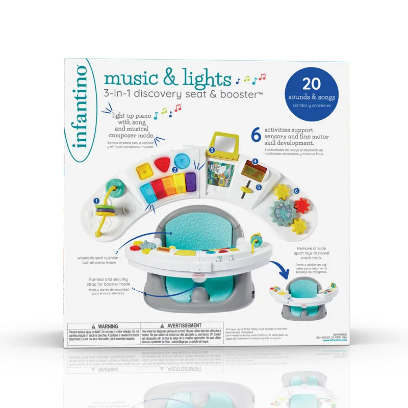 3-in-1 Music & Lights Activity Seat | Booster Seat Dining Chair | Portable High Chair| Booster Cushion |Removable Tray