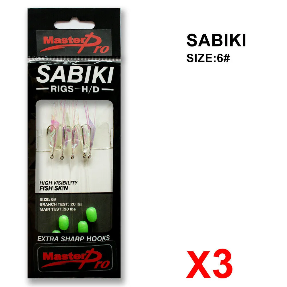 3 Packs 4# 6# 8# Sabiki Bait Rigs Fishing Tackle