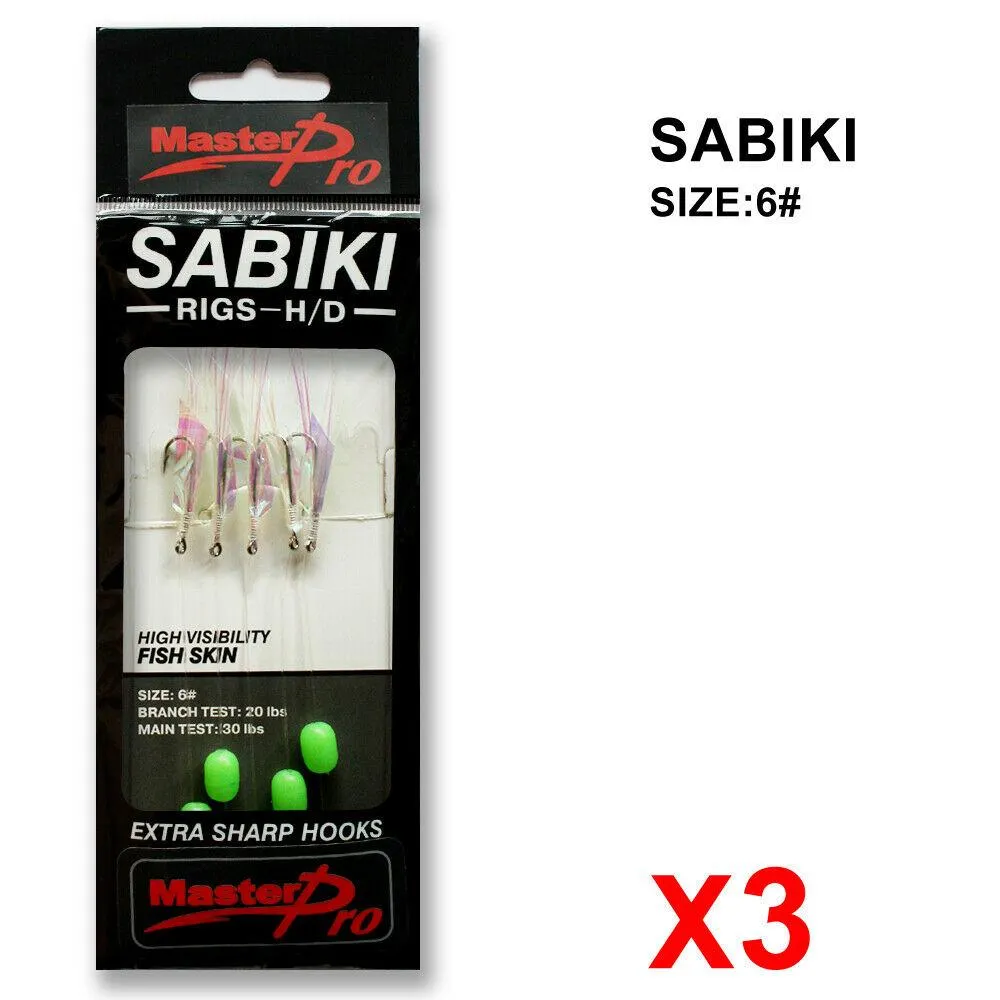 3 Packs 4# 6# 8# Sabiki Bait Rigs Fishing Tackle