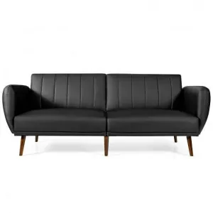 3 Seat Convertible Sofa Bed with Adjustable Backrest for Living Room-Black - Col