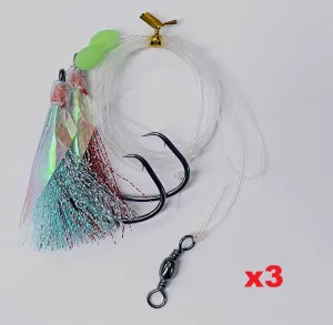 3 x 8/0 Chemically Sharpened Reef Catcher  Flash Reef Rig Fishing Tackle