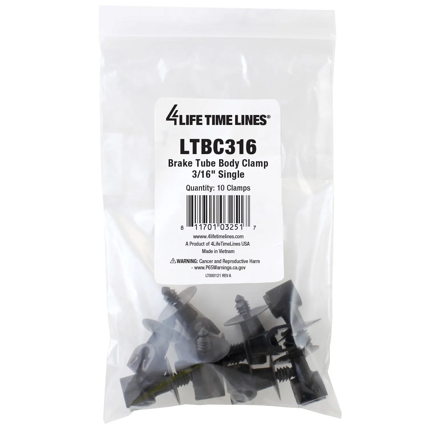 3/16"  Brake Line Tubing Clamp | Single Slot | Bag of 10