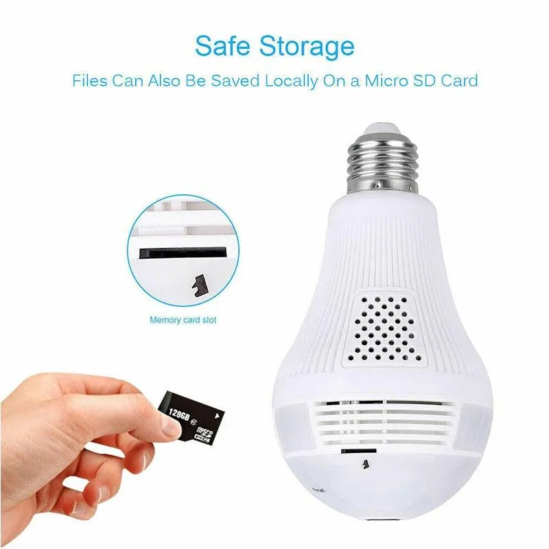 360 Degree Wireless Panoramic Home Security WiFi Fisheye Bulb Camera