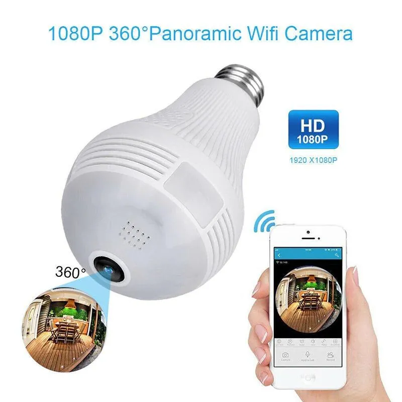 360 Degree Wireless Panoramic Home Security WiFi Fisheye Bulb Camera