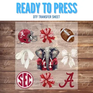 3Blues Designs |   Alabama Mascot University Collage |  DTF Transfer Sheet Iron On
