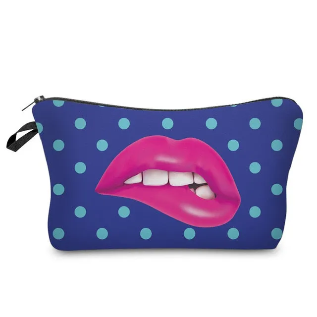 3D Printed Red Vampire Lips Cosmetic Bag Organizer