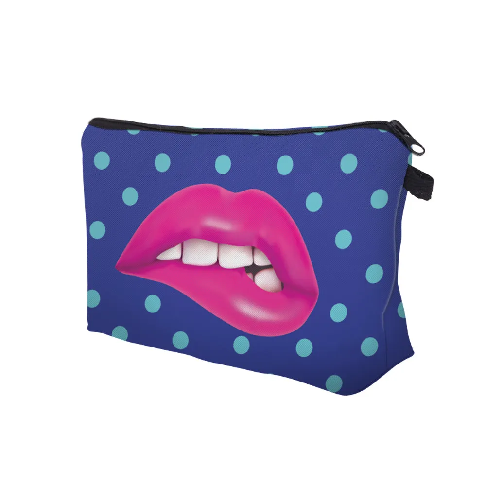 3D Printed Red Vampire Lips Cosmetic Bag Organizer