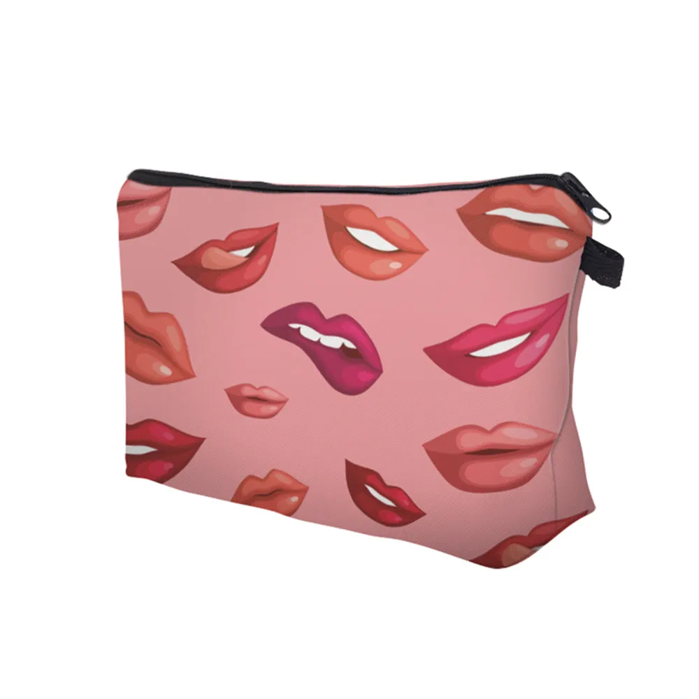 3D Printed Red Vampire Lips Cosmetic Bag Organizer