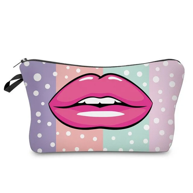 3D Printed Red Vampire Lips Cosmetic Bag Organizer