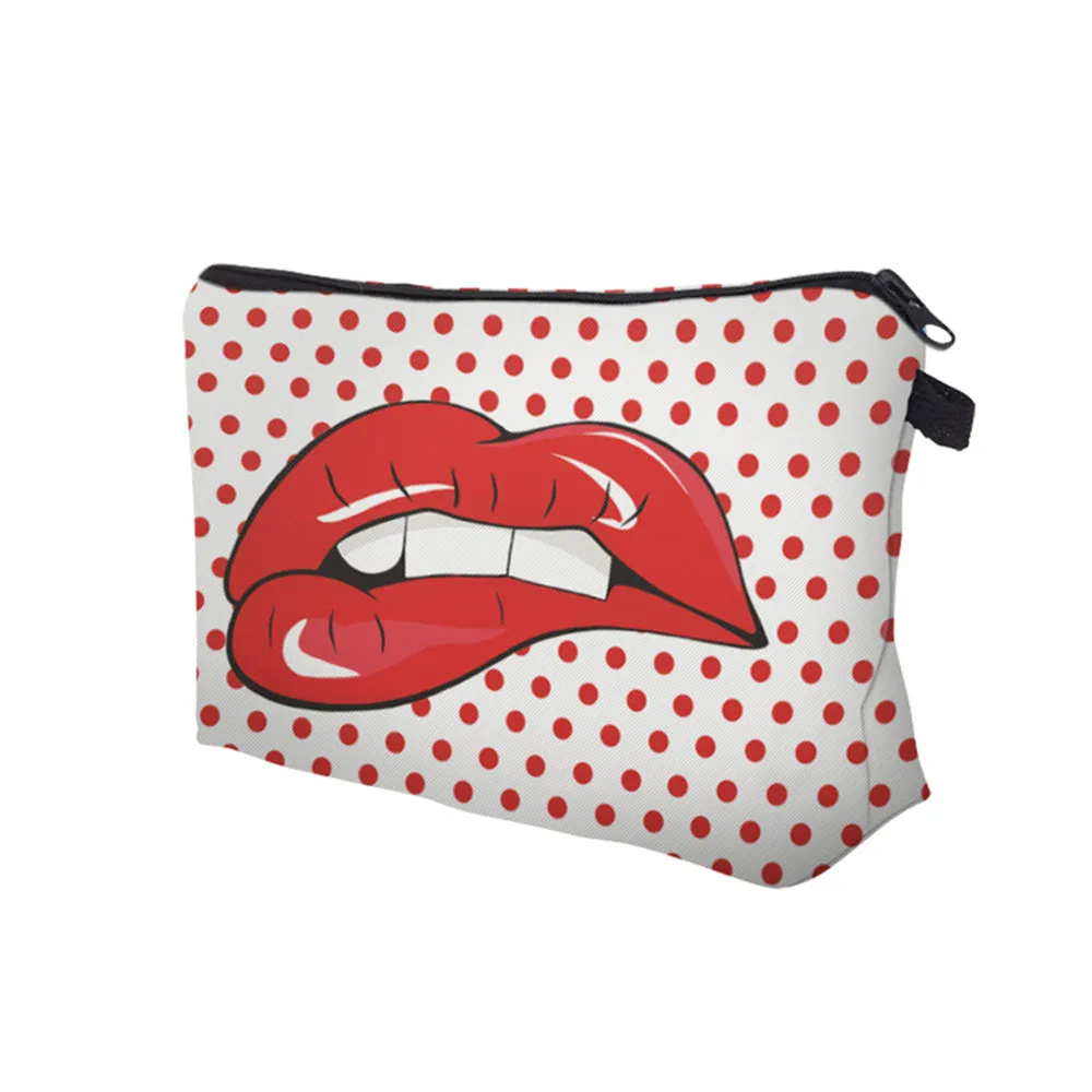 3D Printed Red Vampire Lips Cosmetic Bag Organizer