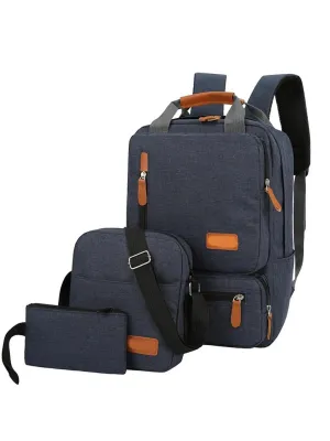 3pcs Backpack Set, USB Large-Capacity Business Computer Backpack Crossbody Bag Wristlet Bag