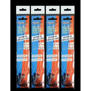4 Packs Of 6, Masterpro Pre Tied / Snelled Octopus Circle Hooks Size 5/0-6/0 Fishing Tackle