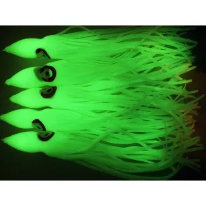 5 x Octopus Squid Skirt Trolling Jig Lure 10cm Fishing Tackle lumo
