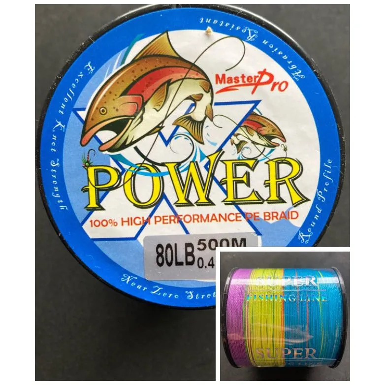 500M PE Braid Line 50LB/60LB/80LB100LB Multi Colour 10M Interval Fishing Tackle
