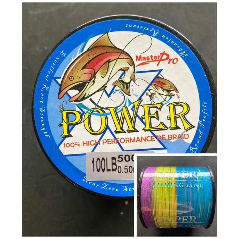 500M PE Braid Line 50LB/60LB/80LB100LB Multi Colour 10M Interval Fishing Tackle