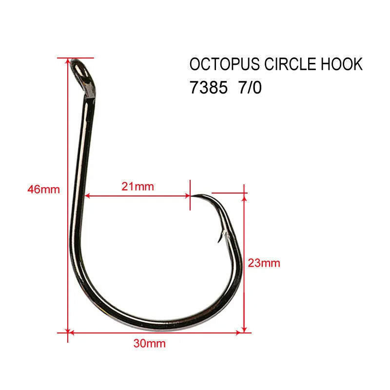 500x7/0 Chemically Sharpened Octopus Circle Hooks Fishing Tackle