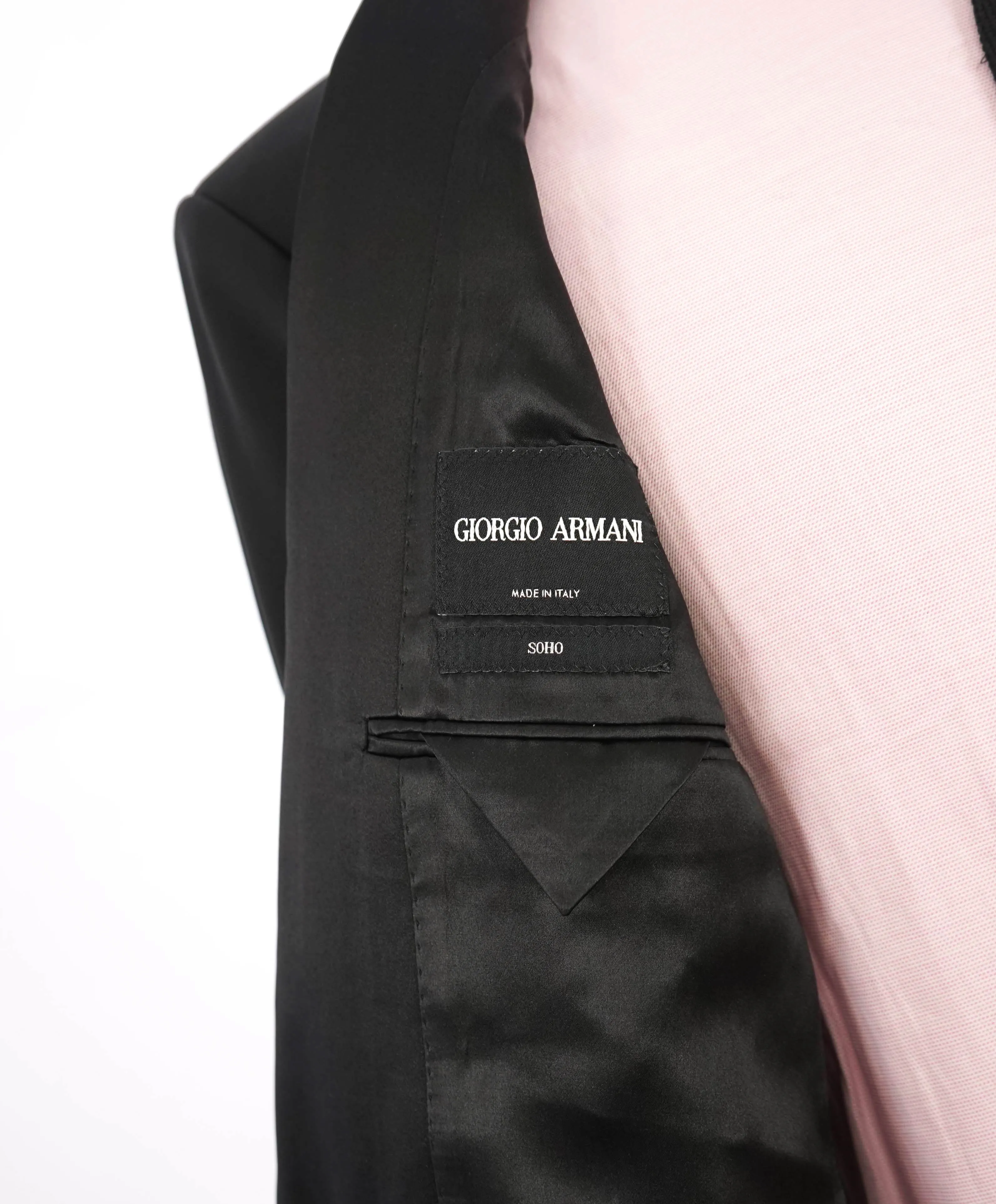 $5,494 GIORGIO ARMANI - "SOHO" Black SILK LINED Peak Lapel Tuxedo - 44R