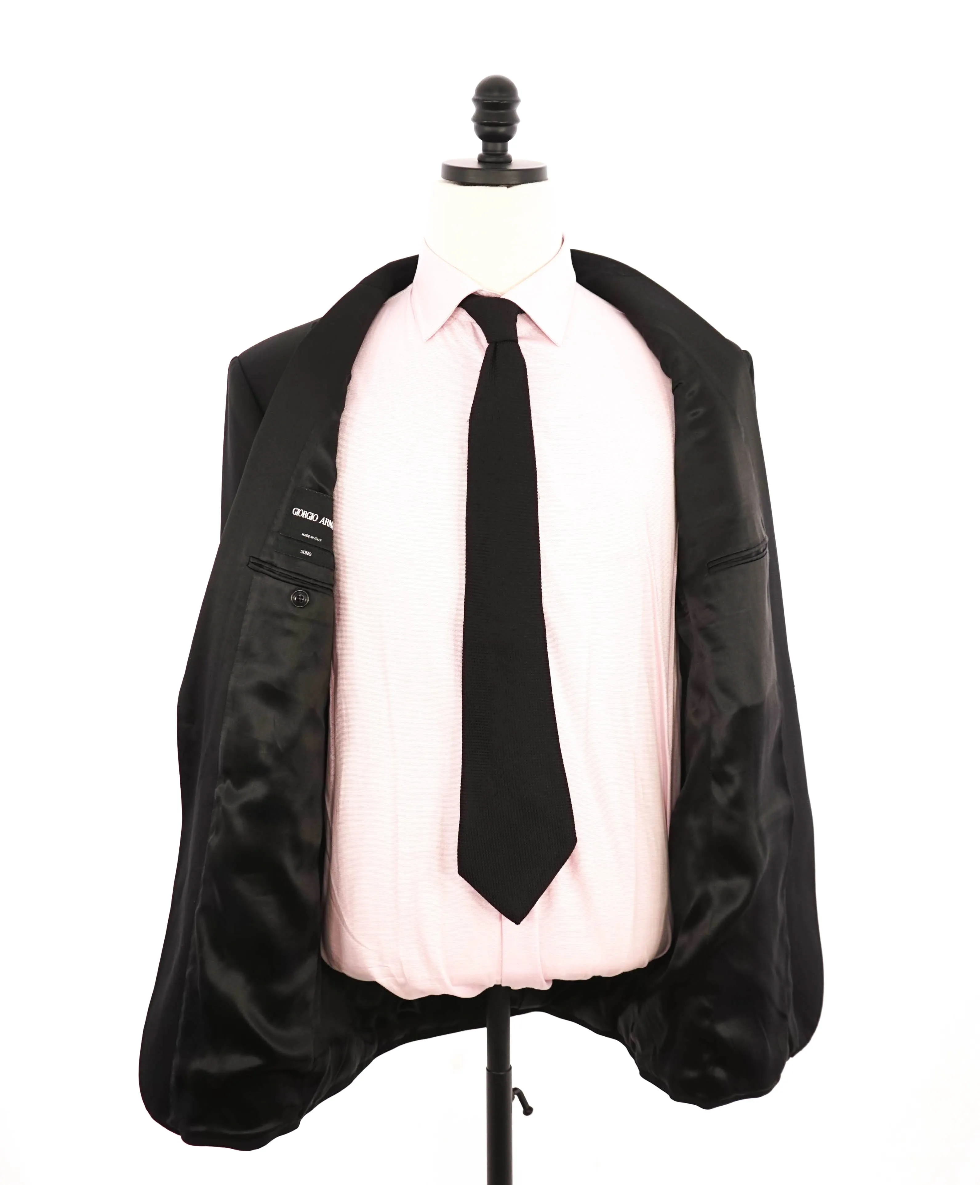 $5,494 GIORGIO ARMANI - "SOHO" Black SILK LINED Peak Lapel Tuxedo - 44R