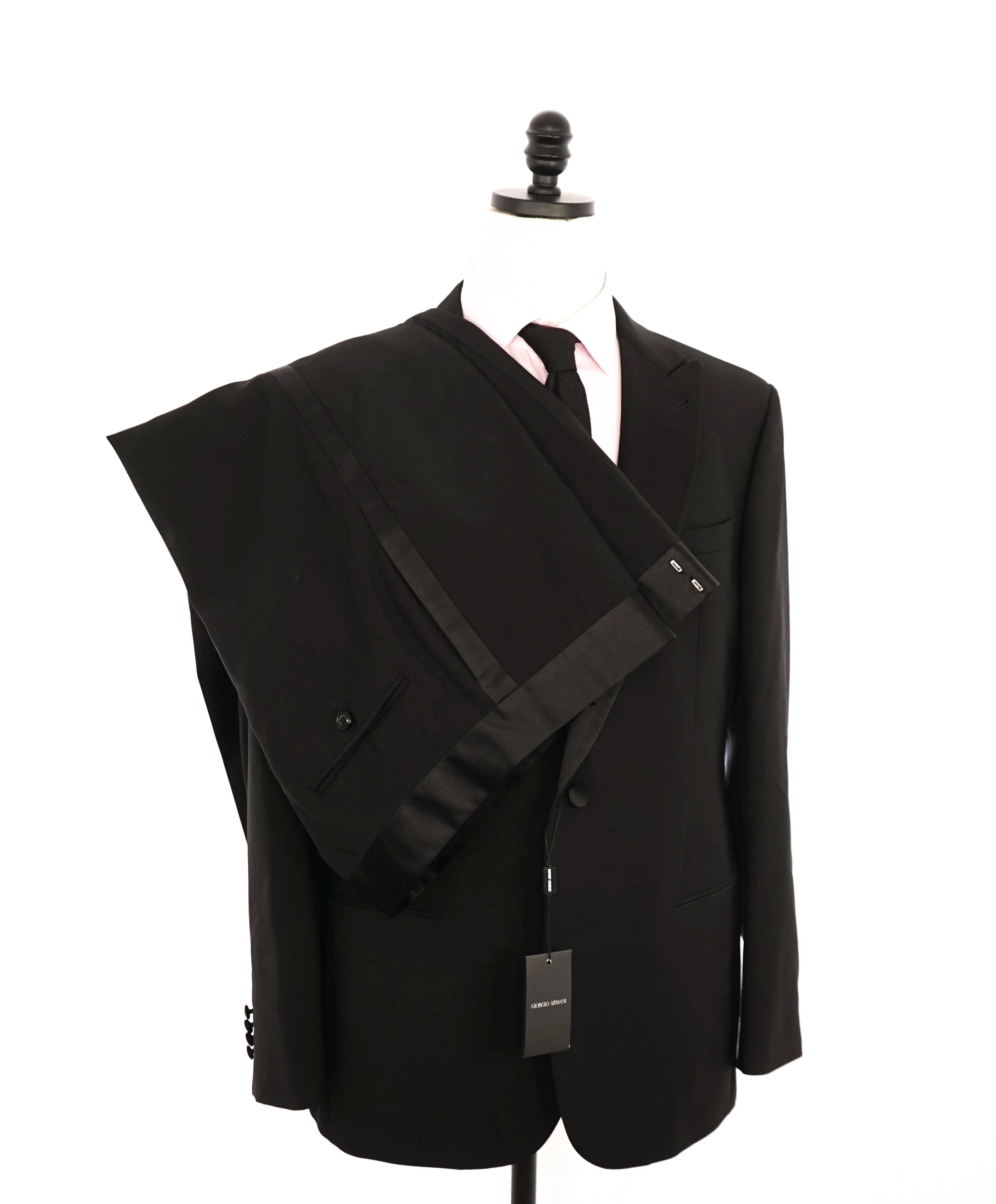 $5,494 GIORGIO ARMANI - "SOHO" Black SILK LINED Peak Lapel Tuxedo - 46R