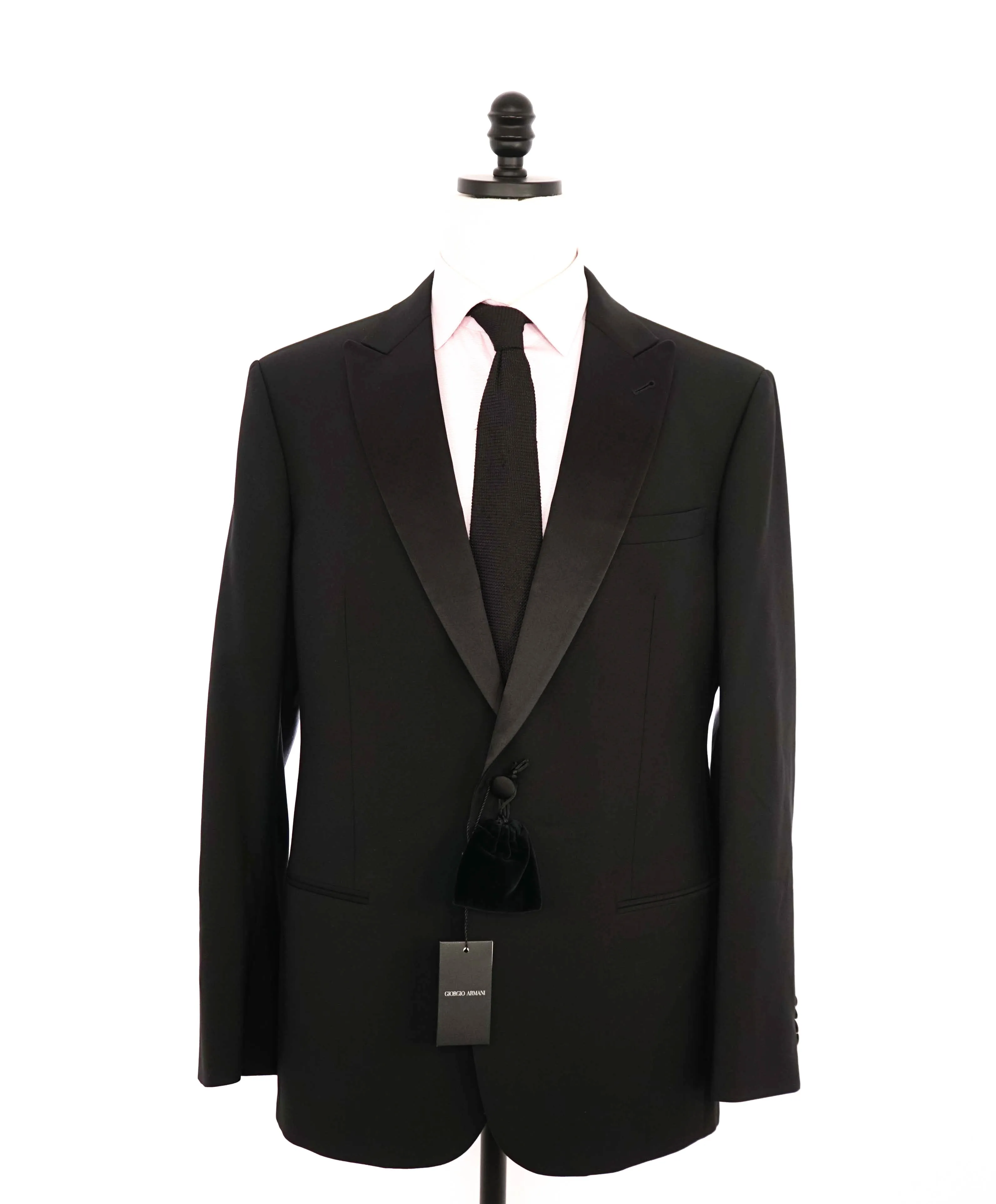 $5,494 GIORGIO ARMANI - "SOHO" Black SILK LINED Peak Lapel Tuxedo - 46R