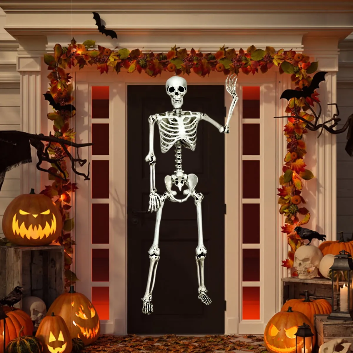 5.4ft Halloween Skeleton Life Size Realistic Full Body Hanging w/ Movable Joints