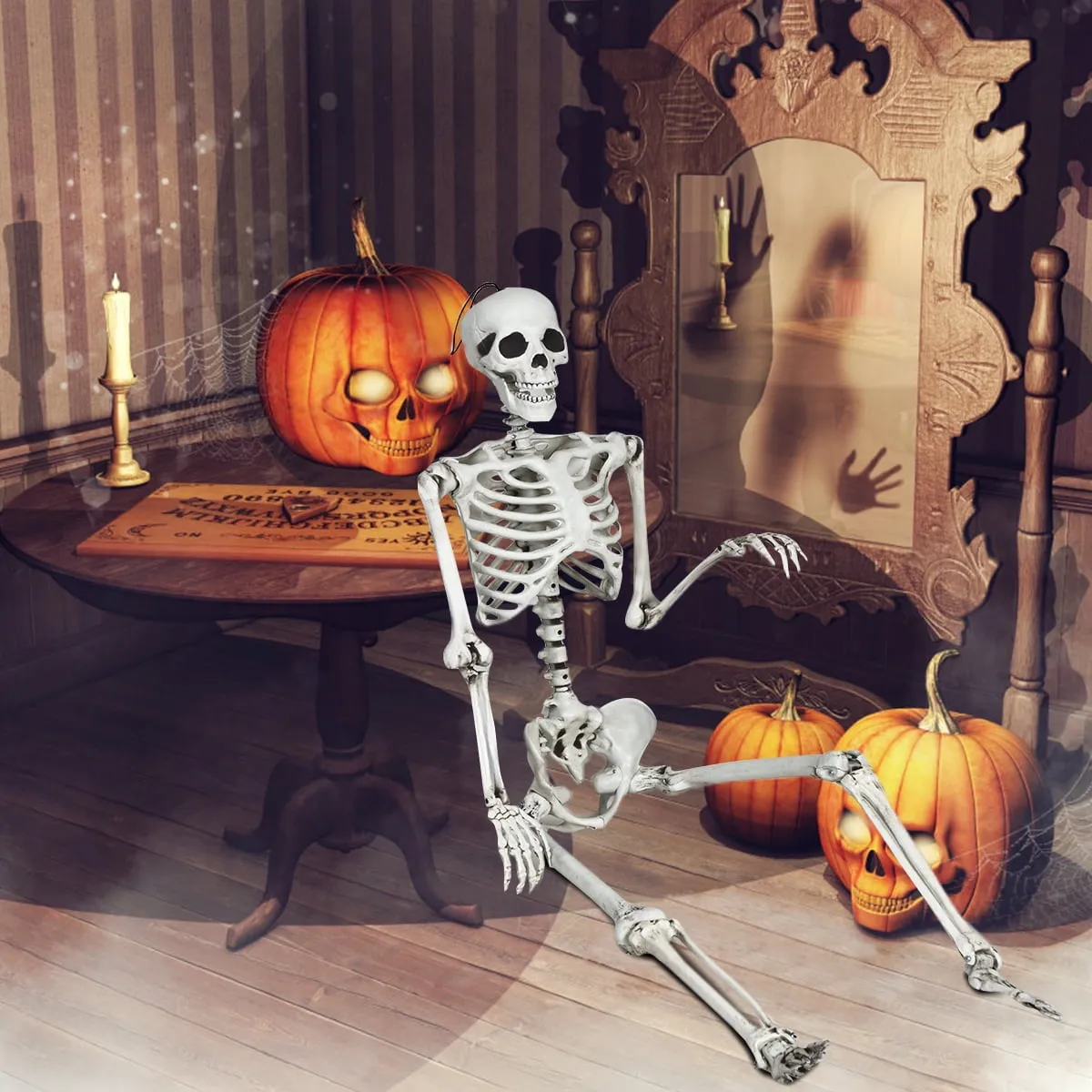 5.4ft Halloween Skeleton Life Size Realistic Full Body Hanging w/ Movable Joints