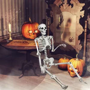 5.4ft Halloween Skeleton Life Size Realistic Full Body Hanging w/ Movable Joints