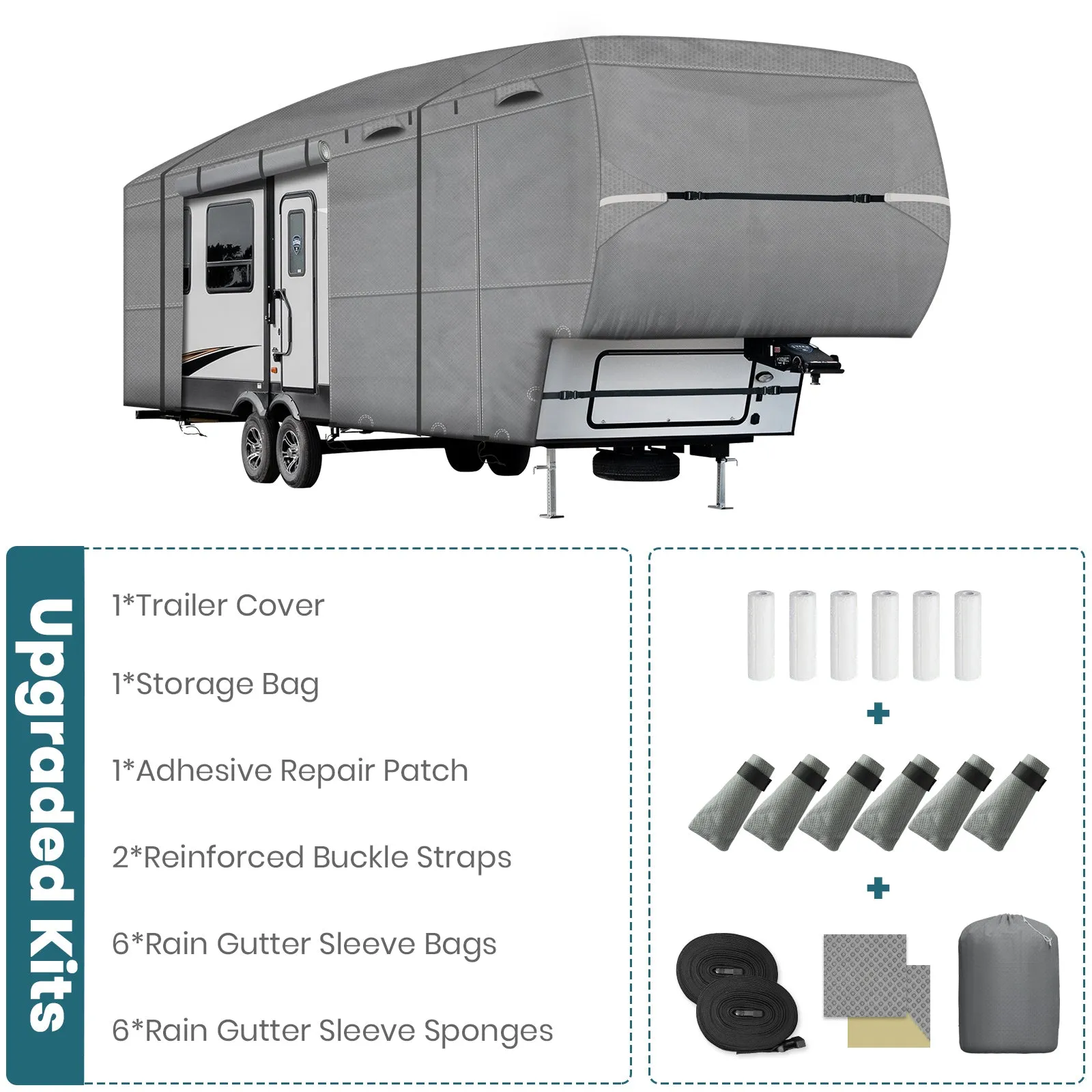 5th Fifth Wheel Trailer Camper RV Covers Gray Upgrade 7 Layers