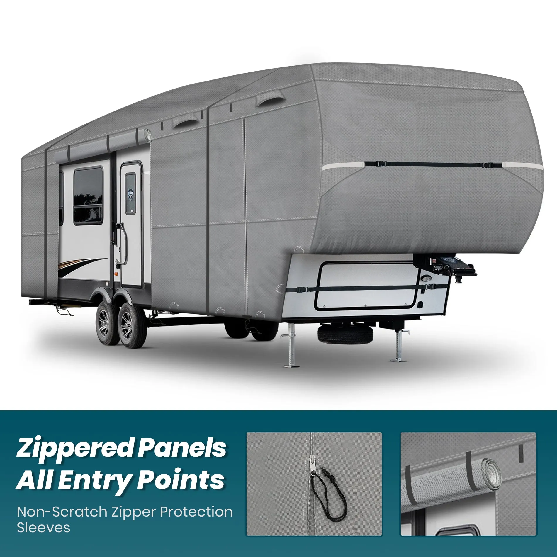 5th Fifth Wheel Trailer Camper RV Covers Gray Upgrade 7 Layers
