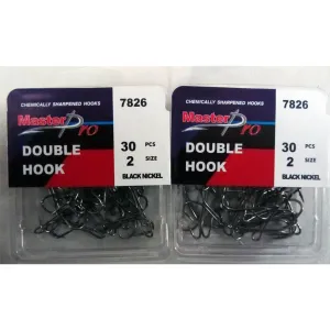 60 x Quality Chemically Sharpened Double Hooks 2# Fishing Tackle