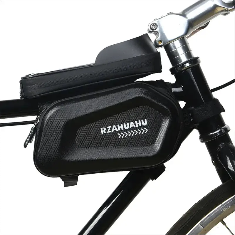 7 inch waterproof hard shell bike front frame bag with touch screen - top tube storage organizer
