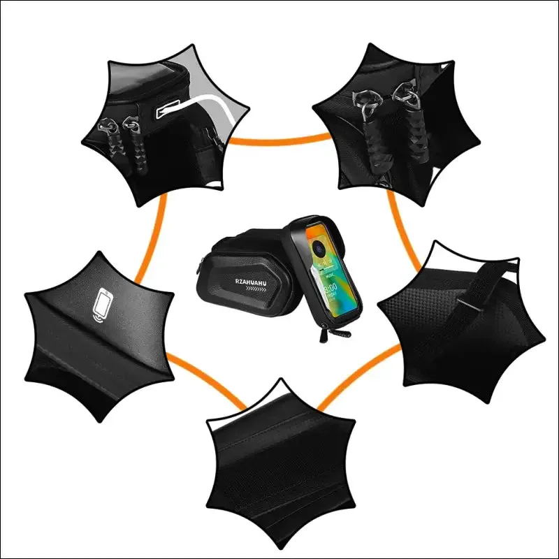 7 inch waterproof hard shell bike front frame bag with touch screen - top tube storage organizer