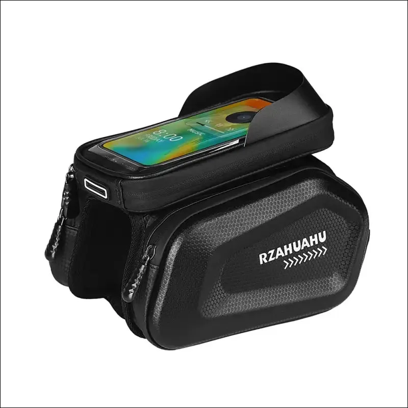 7 inch waterproof hard shell bike front frame bag with touch screen - top tube storage organizer