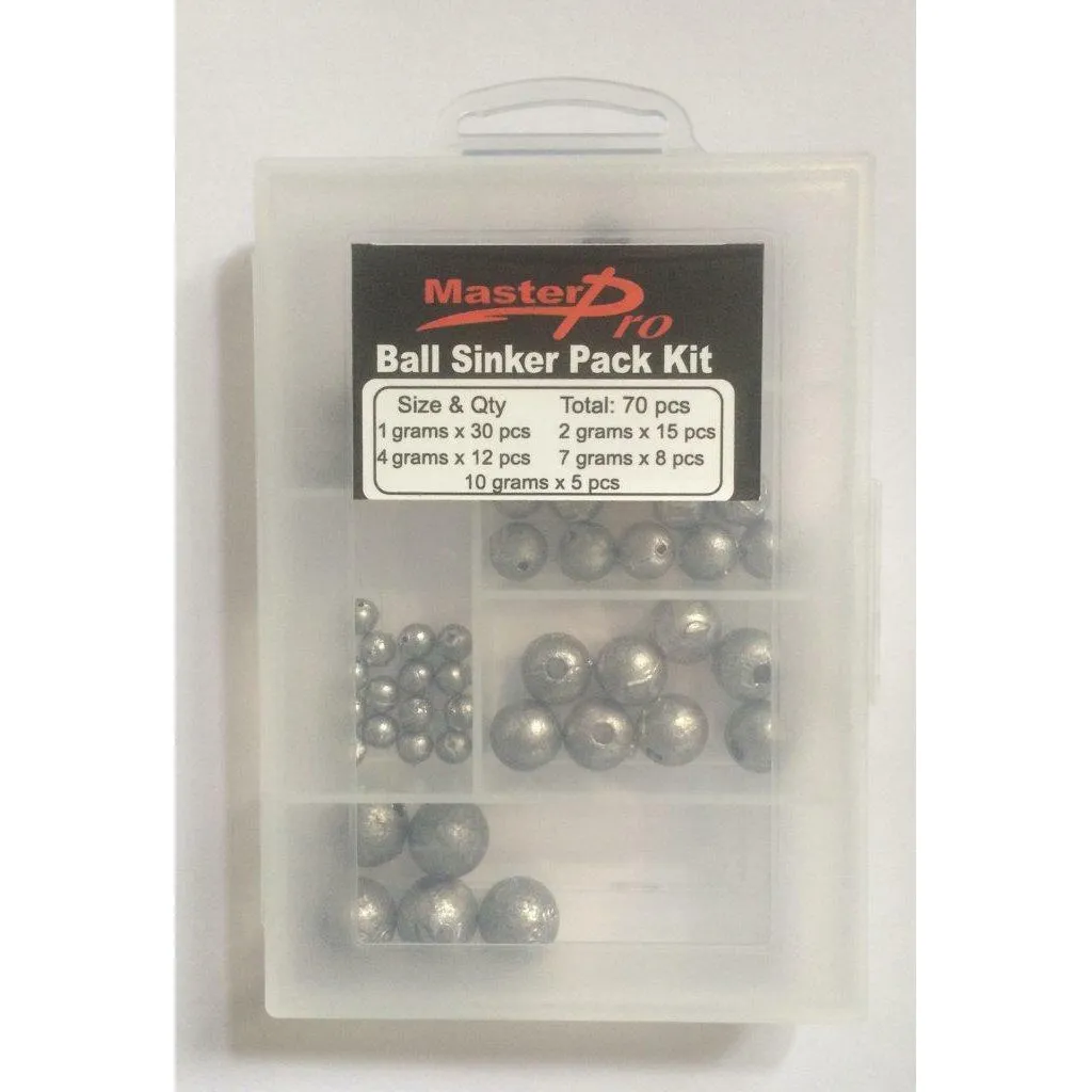 70 Ball Sinkers &Tackle Box - Assorted Ball Sinker Pack In 5 Sizes Fishing Tackle