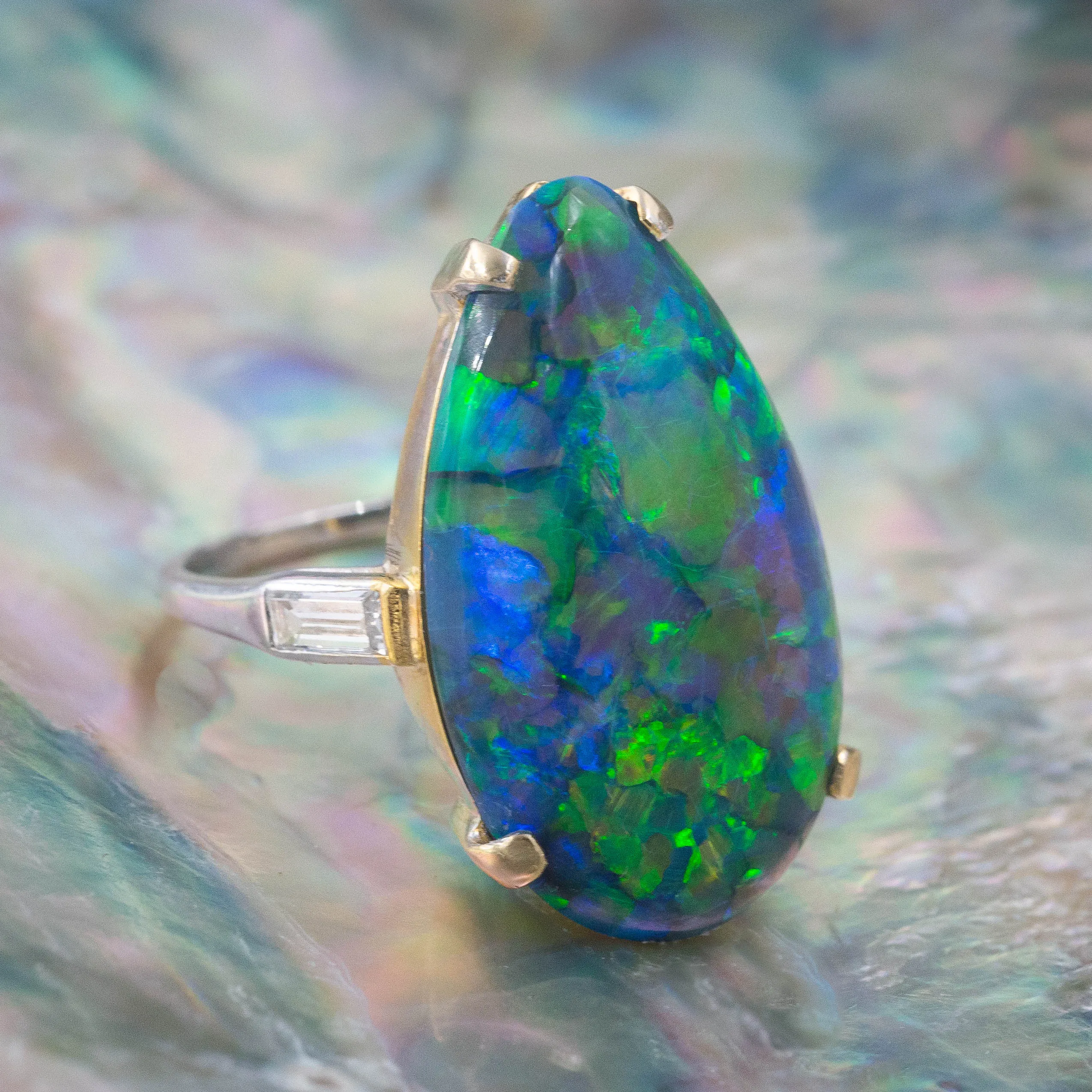 9.51 Carat Black Opal Ring c1980