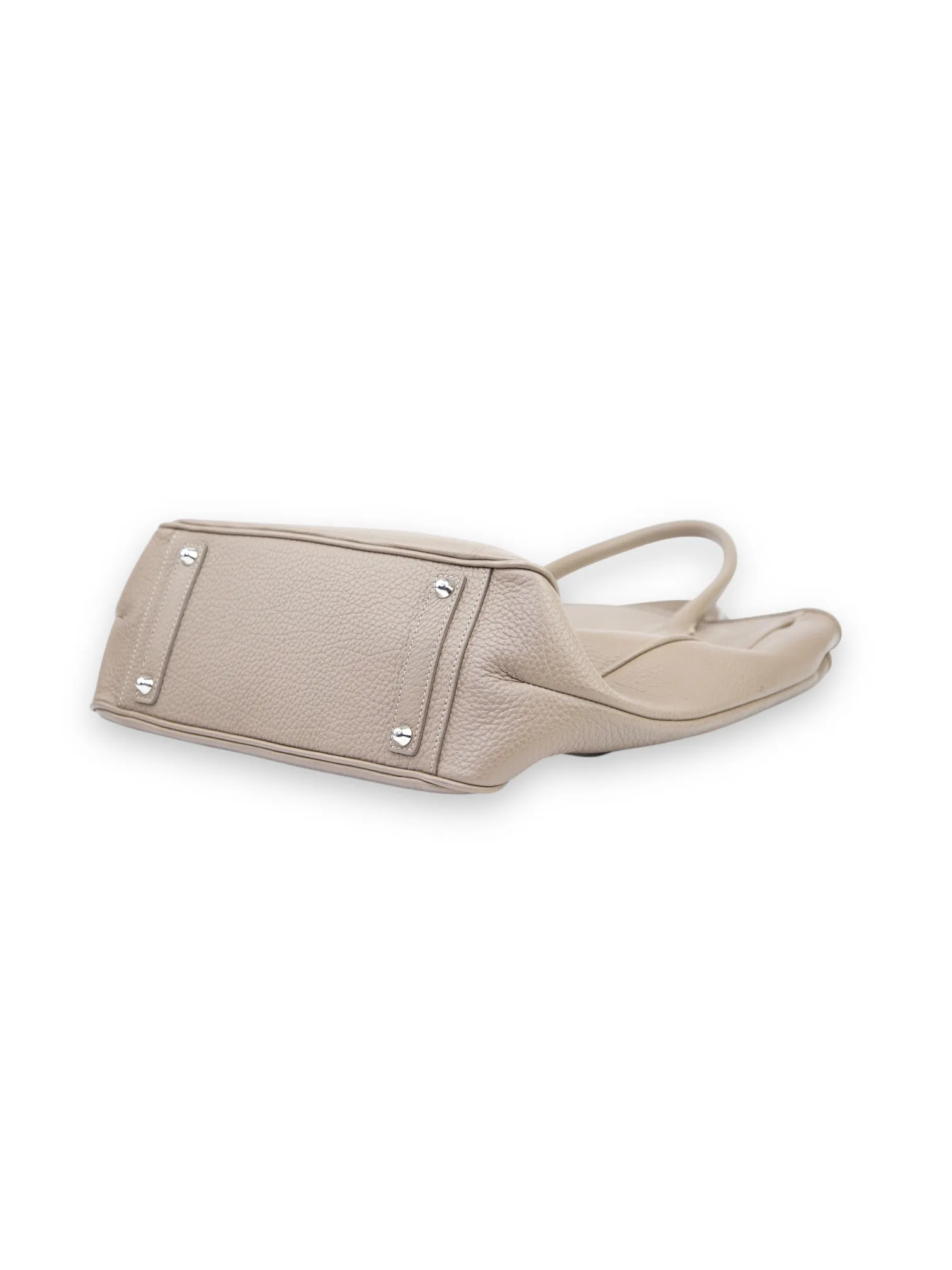 Acate Taupe Grain Leather Tassel Tote Bag